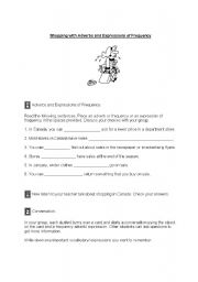 English Worksheet: Shopping with Adverbs and Expressions of Frequency