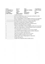 English Worksheet: Insurance vocabulary