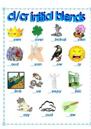 English Worksheet: cl/cr initial blends