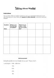 English worksheet: Talking about the weather
