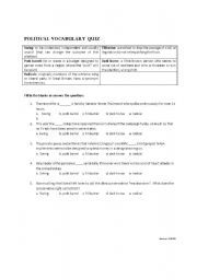 English Worksheet: Political Vocabulary I
