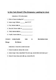 English worksheet: Simpsons Directions W/s - You Tube search 