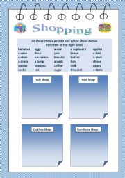 English Worksheet: shopping