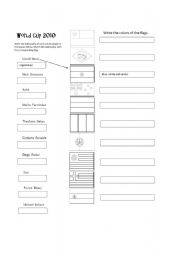 English Worksheet: Soccer Players of South Africas World Cup + Nationalities + Colors