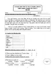 English Worksheet: Diagnostic test. Complete test for Grade 8 (UAE- MOE standards)