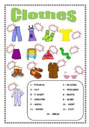 English Worksheet: Clothes Item Match