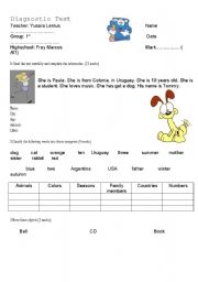 English Worksheet: Diagnostic Test 1