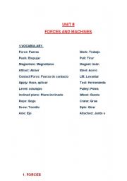 English Worksheet: Forces and machines
