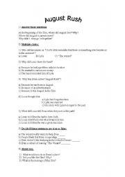 English Worksheet: August Rush