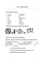 English Worksheet: lets keep fit