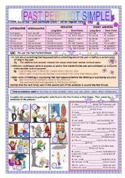 English Worksheet: PAST PERFECT SIMPLE ( 2 pages + key) 