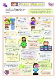 English Worksheet: What did you do on the holiday?  - 2 dialogues to complete with the Past Simple