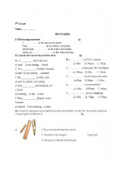 English Worksheet: test paper