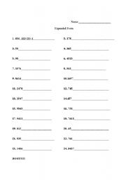 English worksheet: Expanded Form