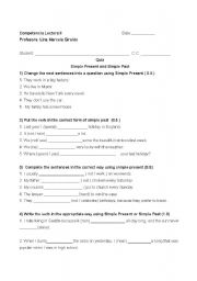 English worksheet: Simple present and simple past