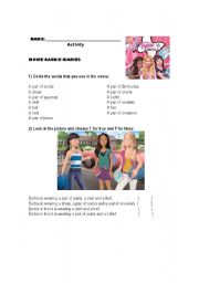 English Worksheet: Barbie Diary (clothes)