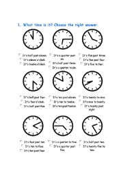 English Worksheet: the hours
