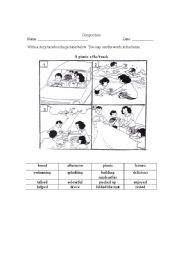 English Worksheet: A picnic at the beach- A 4 picture composition