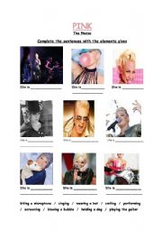 English worksheet: Pink - The Photos