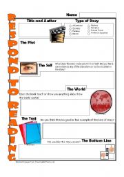 English Worksheet: Worksheet:  Reading Response (Self/World/Text Framework)