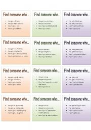 English Worksheet: Find someone who... - have got practice