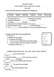 English worksheet: 7th class exam paper