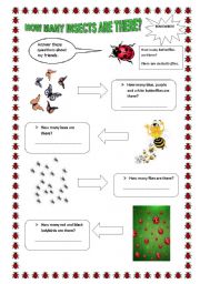 English Worksheet: How many insects are there?