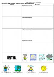 English worksheet: Weather and Seasons 