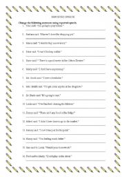 English Worksheet: Reported Speech
