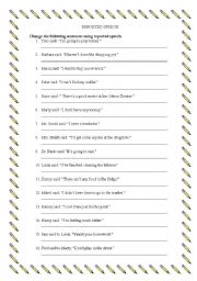 English Worksheet: Reported Speech