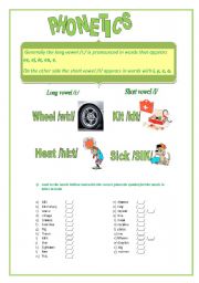 English Worksheet: Phonetic. Short vowel /I/ and Long vowel /i:/