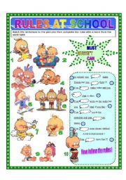 English Worksheet: Rules at school with Winnie!