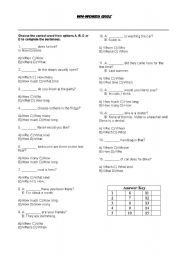 English Worksheet: WH-words Quiz