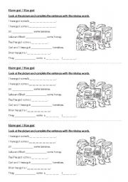 English Worksheet: Have got or Has got
