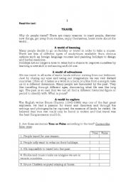 English Worksheet: English Test - Reading Comprehension and Grammar