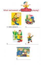 English worksheet: what instrument is caillou playing?
