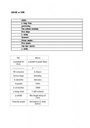 English Worksheet: Since and For