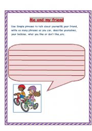 English worksheet: writing about yourself