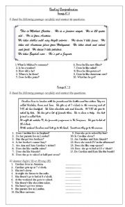 English Worksheet: Reading comprehension