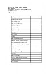 English worksheet: Speaking