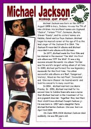 English Worksheet: THE SIMPLE PAST TENSE - READING - MICHAEL JACKSON