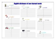 English Worksheet: dictionary of new learned words