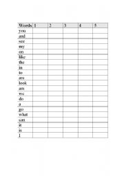 English worksheet: High Frequency Words Practice Form