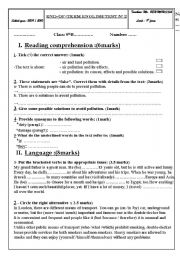 English Worksheet: 9 th year end term test n 2