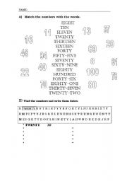 English worksheet: NUMBERS 1-100