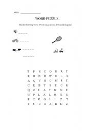 English Worksheet: SPORTS word search