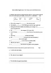 English worksheet: Intermediate Grammar Quiz