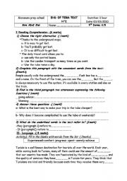 English Worksheet: end of term test n2 (9th form)