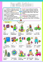 English Worksheet: fun with articles