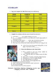 English Worksheet: CRIME PART 2. VOCABULARY ACTIVITY